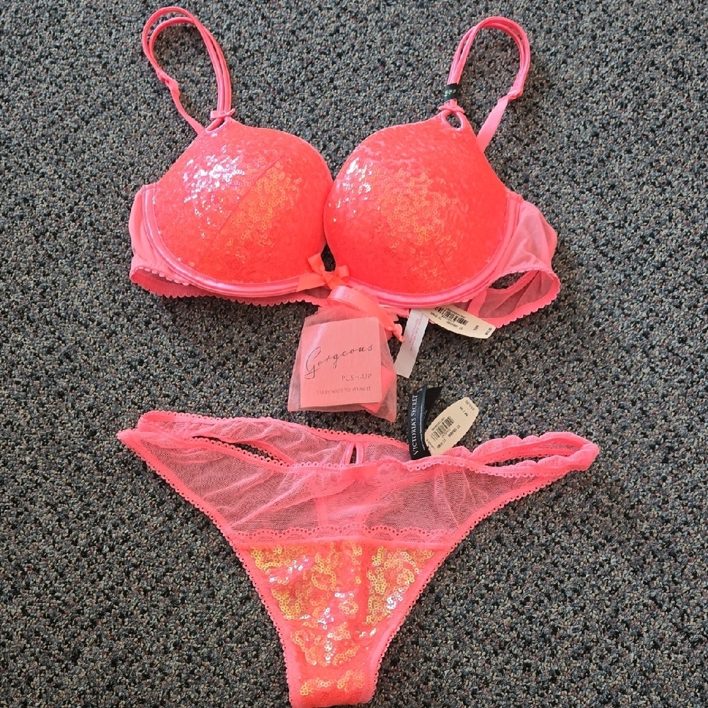 Pink Sequin Lingerie Set
